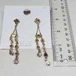 Vintage Style Gold Long Drop Earrings with Smoky Crystal – Elegant & Ornate Desi Photo 2