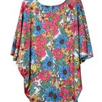 First Love  Floral Multicolor Women's Top size medium v-neck stretchy springtime Photo 6