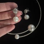 New Timeless Silver choker style Pearl Necklace set Photo 2