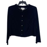 August Max Woman 20W Black Velvet Button Front Cardigan Top Evening Soft Luxe Photo 0