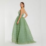 Mac Duggal  20530 Green Strapless Ruffle Gown with Feathers 4 Photo 4