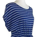 Rafaella Tee Shirt Dress Drawstring Pockets Blue White Stripes Women’s Size XL Photo 5
