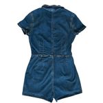 Free People  Women’s Lennox Crvy Blue Denim Shortsuit Jeans Collared Romper Sz 12 Photo 8