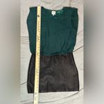 Parker  Green Silk Top Black Leather Skirt Mini Dress size Medium Photo 3