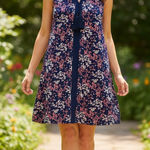 MICHAEL Michael Kors Navy and Pink Floral summer Dress size L Blue Size L Photo 0