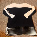 Joseph A. Womens Long Sleeve Knit Mini Dress Black Cream Striped Pocket‎ L Size L Photo 0