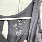 American Eagle  Top Tie Dye Cold Shoulder Short Sleeve Blouse Cutout Back Detail Photo 1