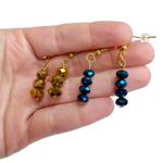 Lot of 8 Colorful Faceted Dangle Drop Pierced Earrings Blue Photo 5