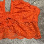 Aerie  Hibiscus Lace Halter Bralette Orange Small NEW Photo 5