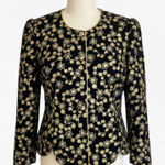 80s Vintage Black Velvet Gold Metallic Brocade Embroider USA Made Jacket Size 14 Photo 0