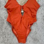 The Bikini Lab  Women’s Tie Front One-Piece Swimsuit Beach in Orange Size S Photo 4