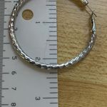 Boutique Silver Tone Diamond Cut Round 2.25 Inch Statement Hoops Photo 1