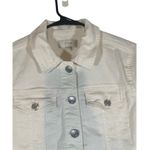 J.Crew White Collared Button Front Moto Style Denim Jean Jacket Women Sz XS Photo 6