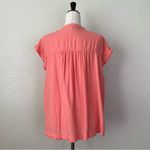 Splendid Splended Linen Blend Coral Split neck Top, Sz Medium Photo 5