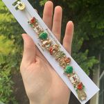 NEW Boutique Collection Christmas Holiday Bracelet // Gold, Green, Red Gold Photo 3