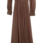 Naked Wardrobe Baltic Born Women's Beige V-neck Long Sleeve Maxi Dress Size Sm. Photo 0