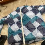 Tommy Hilfiger  Sport Puffer Jacket Size M Teal Blue Geometric Quilted women's Photo 5