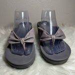 Vionic  Atlantic Arabella Wedge Sandals Thong Slip On Leather Purple Size 10 Photo 4