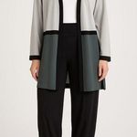 Misook Open Front Cardigan Long Gray Colorblock Sweater Knit Lightweight Neutral Photo 0