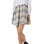 French Connection NWT Arla Long Sleeve Flannel Plaid Cream Shirt Dress Size 8 Photo 0