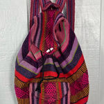 Artesanias Pinzon Women's Woven Drawstring Backpack Rainbow EUC Photo 0