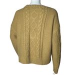 Sanctuary Women's Cable Knit Sweater Tan Crewneck Long Sleeve Cropped Size Large Photo 3