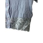 American Eagle Baby Blue Cropped & Ribbed Lacey Henley Short Sleeve Top Small Photo 6