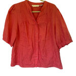 Lucy & Laurel Plus size  Coral Blouse with Paisley Detail Photo 0