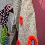 RARE Katya Dobryakova Embroidered Bird Cactus Sweatshirt XS Gray Photo 3