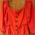 MELLODAY Orange Square Neckline A-Line Lined Mini Dress 3/4 Sleeves Size XS Photo 3