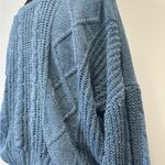Pink Rose  Dusty Blue Cable Knit Lace-Up Sweater – Size L Photo 2