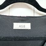 AGB Byer Collection Top Women Size Small Deep V Neck Floral Short Sleeve Blouse Black Photo 1