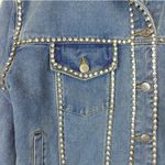 Forever 21 Rhinestone Trim Denim Jacket Womens S Blue Oversized Trucker 90s Rock Photo 7