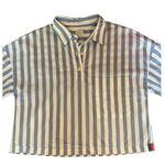 Kule The Keaton Crop Button Down Shirt white & sky blue size small Photo 6