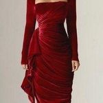 Alieva Narin DRAPED MIDI DRESS (MAROON) XL Photo 0