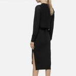 Allsaints Black Flora Wrap Long Sleeve Merino Wool Midi Sweater Dress M Size M Photo 2