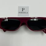 90s Style Oval Shaped Burgundy Sunglasses Red Photo 4