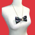 “Dainty Dapper” green Striped Bow tie Necklace Photo 2