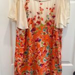 Maeve for Anthropologie 100% Silk Floral Tunic Top – Medium Orange Photo 0