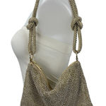 Gold Knotted Strap Rhinestone Beaded Sparkly Chic Evening Shoulder Handbag OS Photo 0