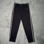 Anthropologie Pants Womens 4 Black Embroidered Side Stripe High Rise Boho Preppy Photo 1