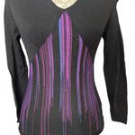 Bandolino Artsy Long Sleeve Y2K Top Chic Geometric Size Medium V Neck Photo 2