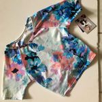 JoyLab NWT  floral watercolor short sleeve swim top size small Photo 1