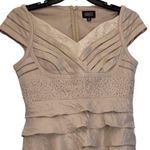 Adrianna Papell OCCASION CHAMPAGNE SHUTTER PLEATED BEADED SHORT CAP SLEEVE DRESS Photo 4