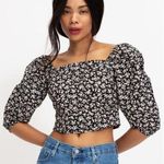 Levi's Floral Puff Sleeve Cropped Blouse NWT LG Photo 0