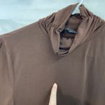 Rafaella  women's brown cinched mock neck stretch lightweight neutral basic shirt Photo 4