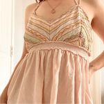 Free People  Embroidered Pale Pink Babydoll Tank Top Photo 4