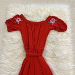 Boston Proper Red Embroidered Off Shoulder Wide Leg Jumpsuit Photo 8