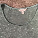 Charming Charlie Subtle sparkle ice mint blue lightweight knit crochet half sleeve scoop neck top Photo 1