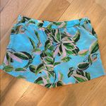 Twelfth Street Cynthia Vincent Shorts 100% Silk Tropical Drawstring Small Blue Photo 2